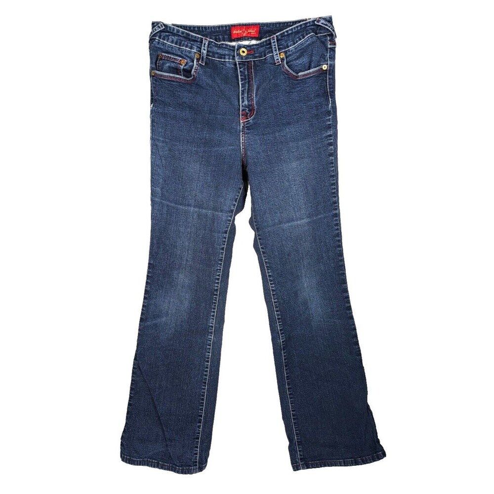 Vintage Baby Phat Boot Cut Jeans Womens 16 High Rise Red Stitching